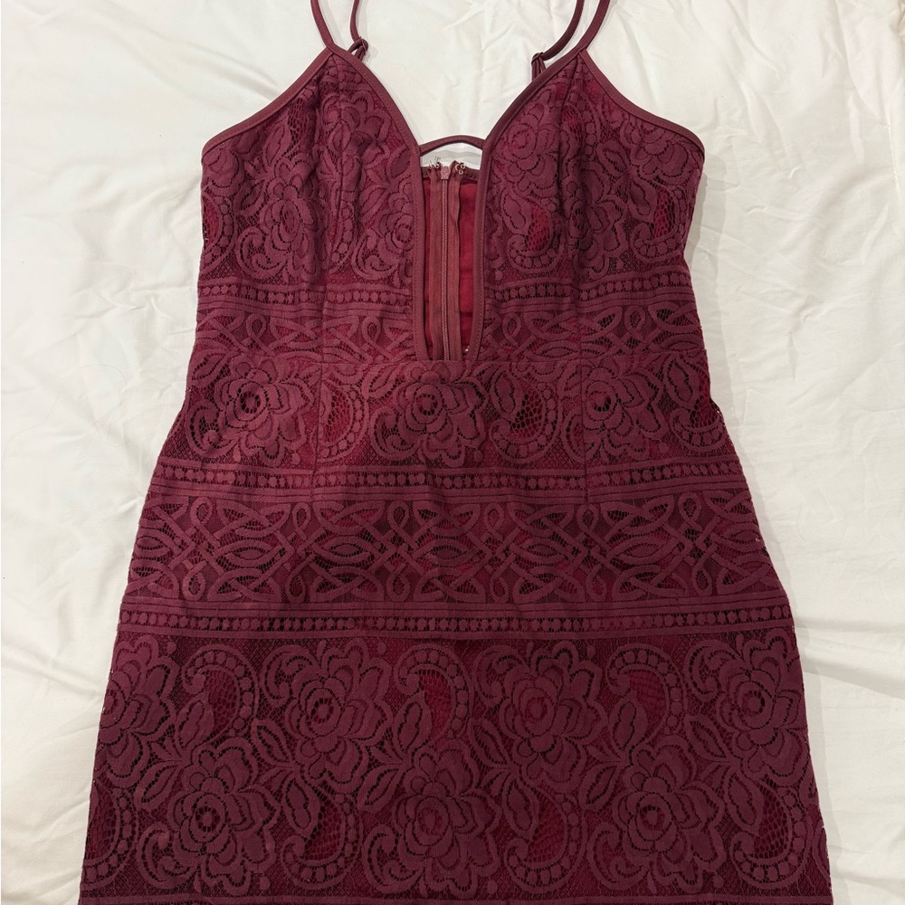 Tobi Maroon Lace Dress